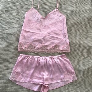 La SENZA Pink Lace Trim Pajama Set